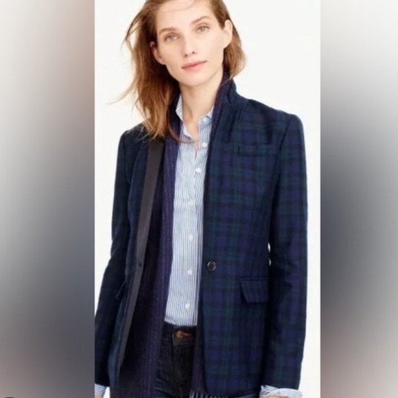 J Crew Black Watch Tartan Regent Blazer size 00 - Picture 11 of 11